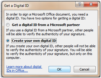 create a digital signature in excel