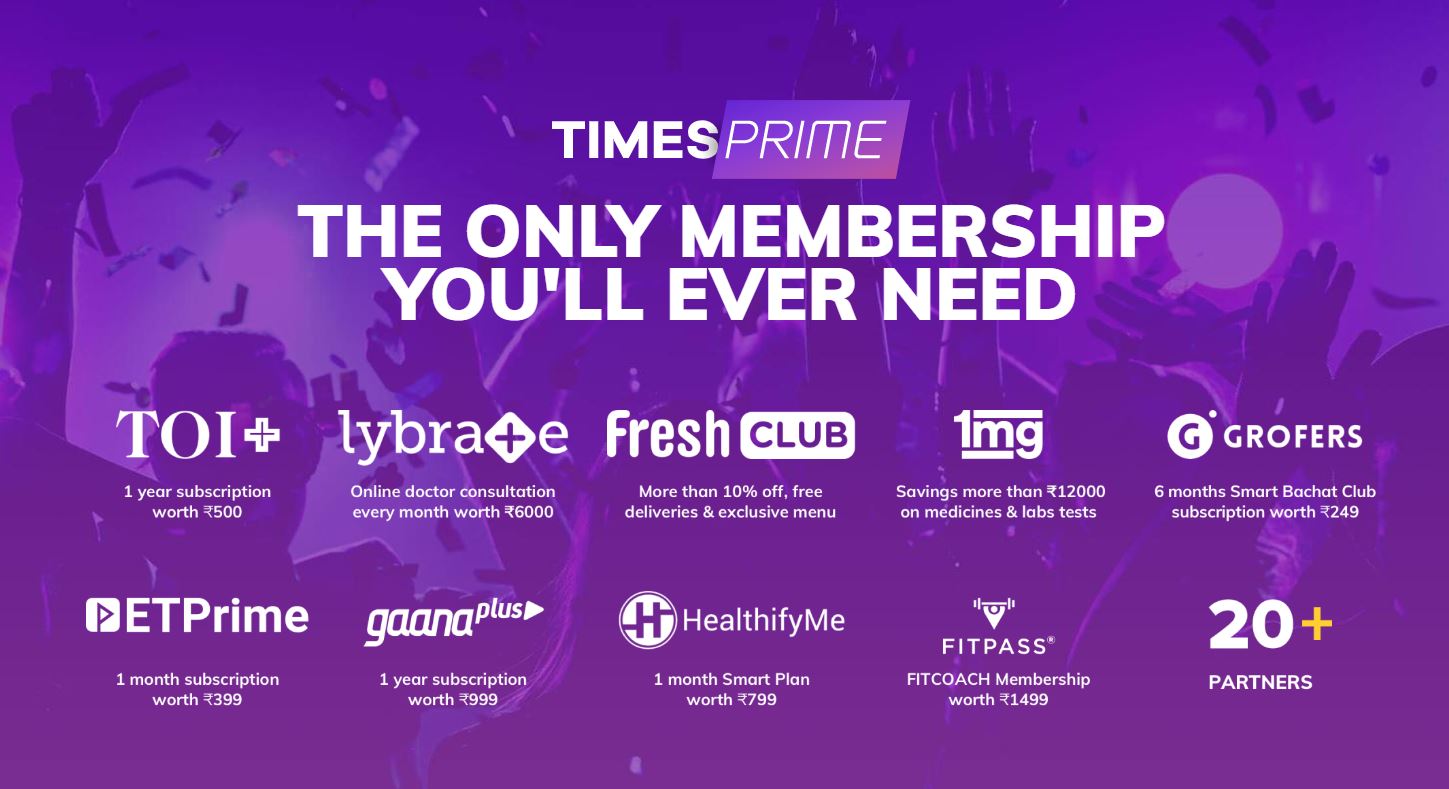 Times Prime - Get Rs.100 Discount + Swiggy Voucher